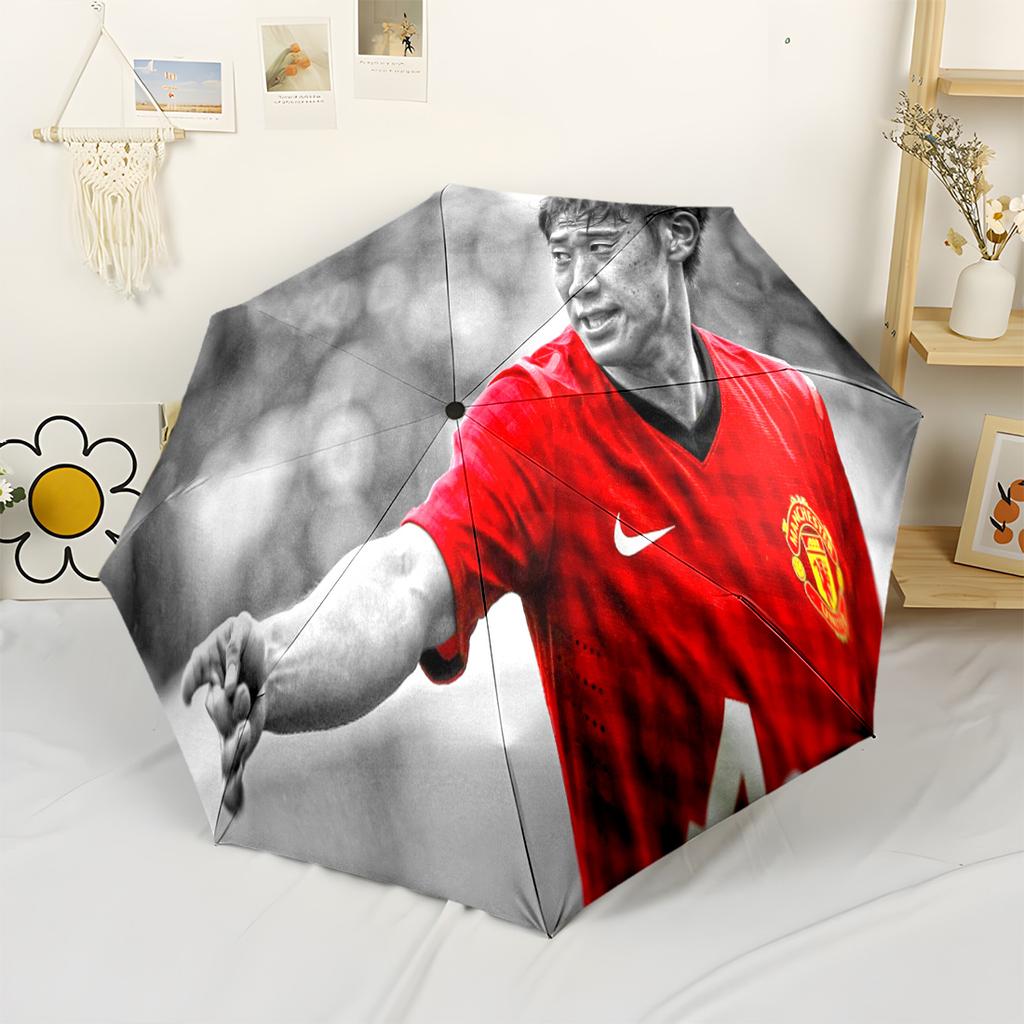 Man United's Player Action Automatic Umbrella Compact & Durable 8-Rib Design Durable Plastic & Iron for Outdoor Daily Use Elegant Women's Umbrella