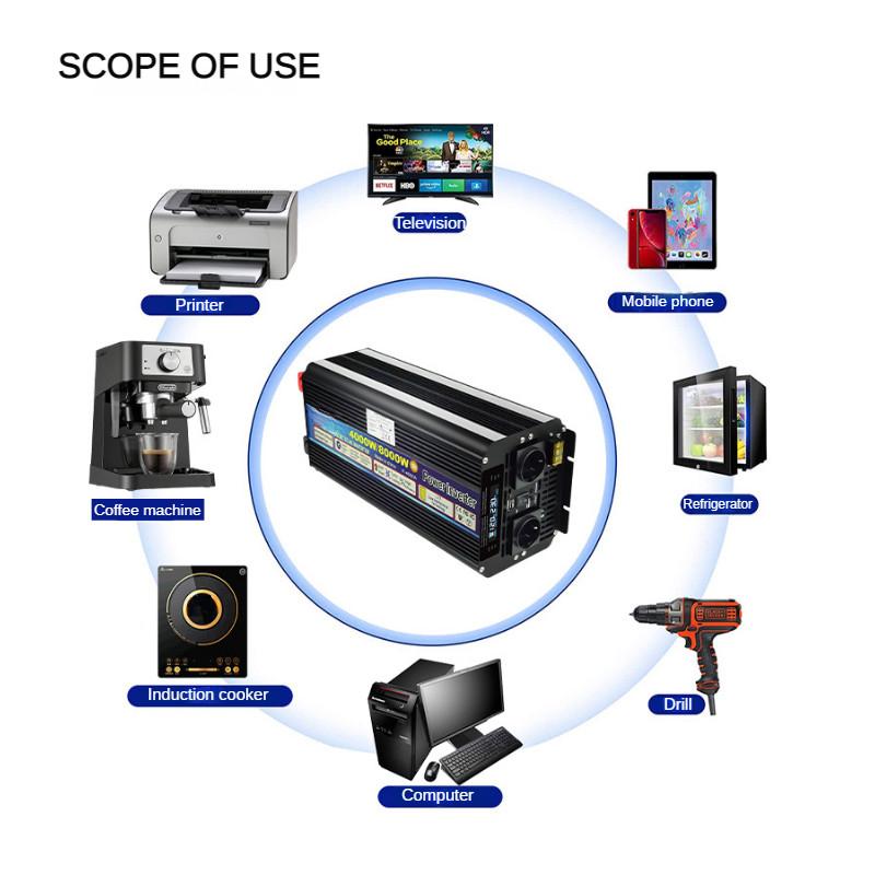 8000 Вт Солнечная Энергия Синусоидальный Преобразователь Путешествия на Открытом Воздухе ЖК-Дисплей Аккумулятор Инвертор Высокая Мощность Автомобильный Инвертор
