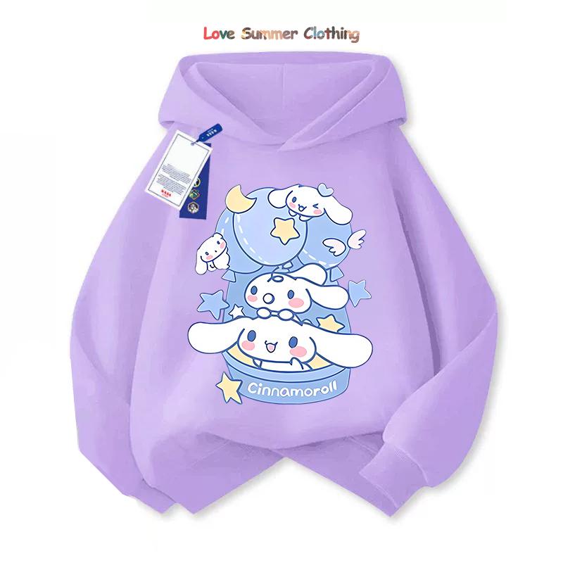 Худи для девочки Милый Свитшот Cinnamoroll Худи Детская Мультяшная Одежда с Собакой Толстовка для Мальчика Худи Повседневный Топ для Малыша
