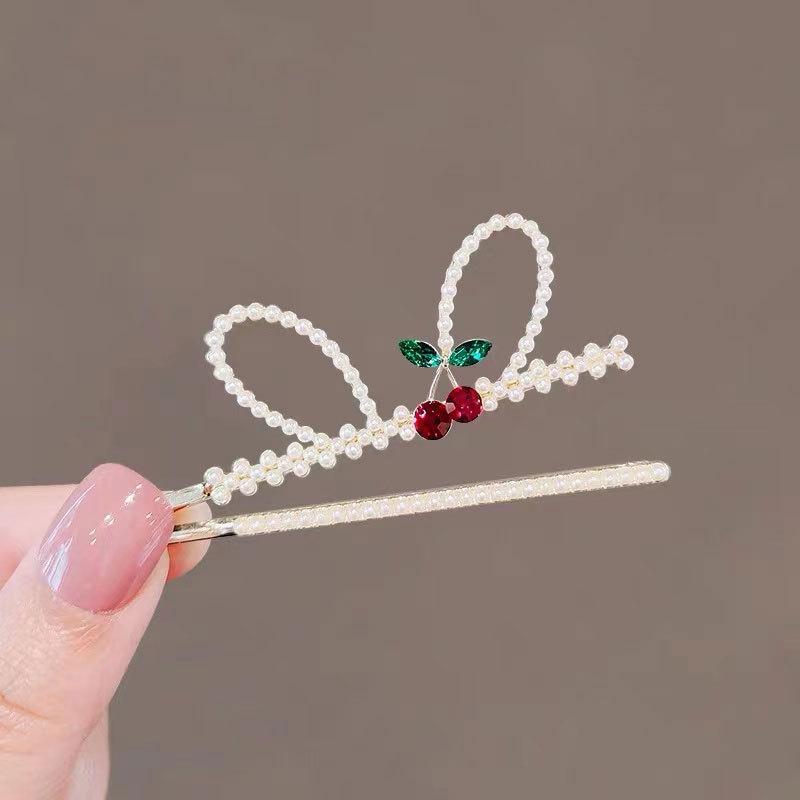 Жемчужная заколка для волос с цветком из страз «Кошачий глаз» - Элегантная боковая заколка для челки и пушистых волос