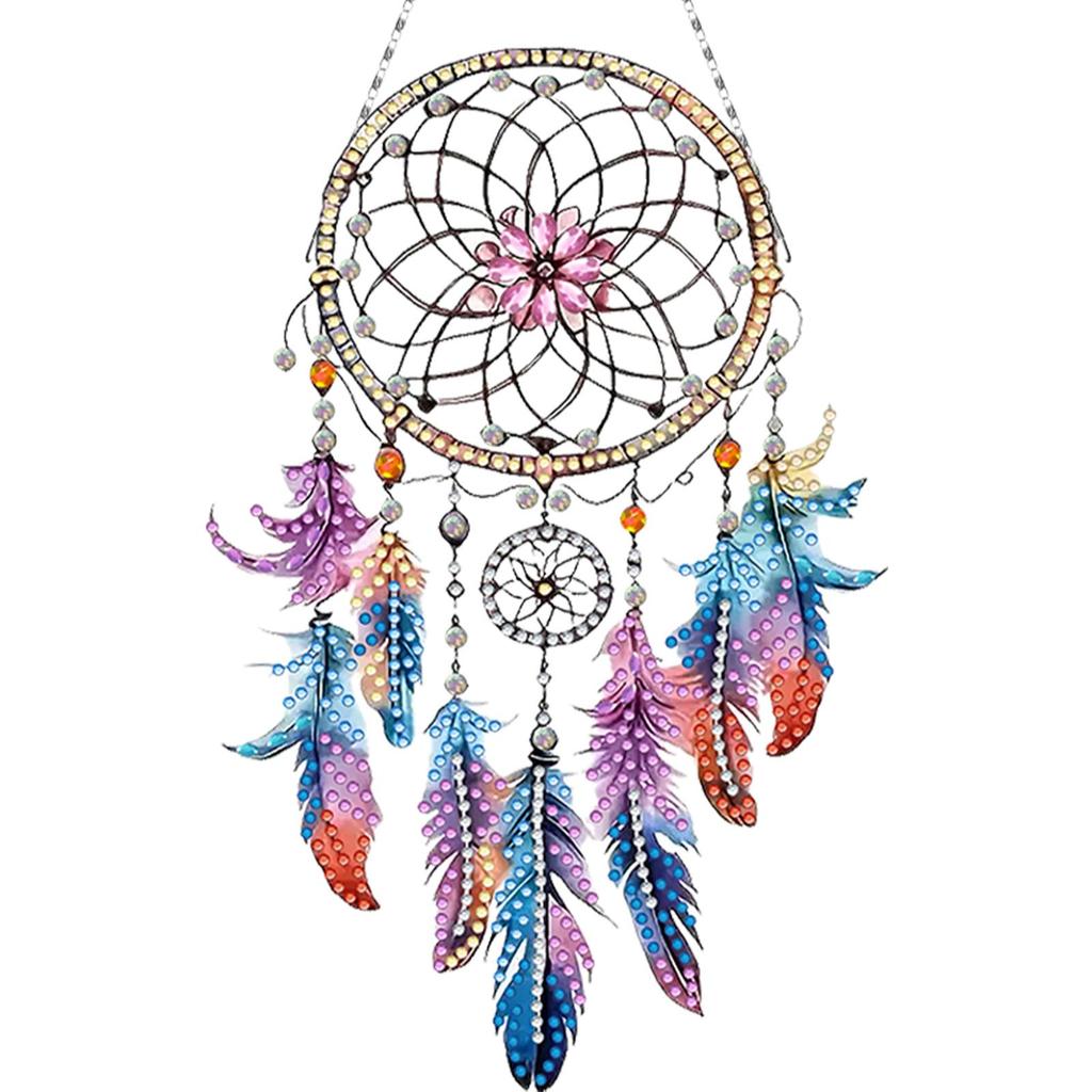 Ловец снов с животными DIY Набор для алмазной мозаики Подвеска Алмазная живопись Украшения Алмазная живопись Подвеска для подвешивания на стену, окно