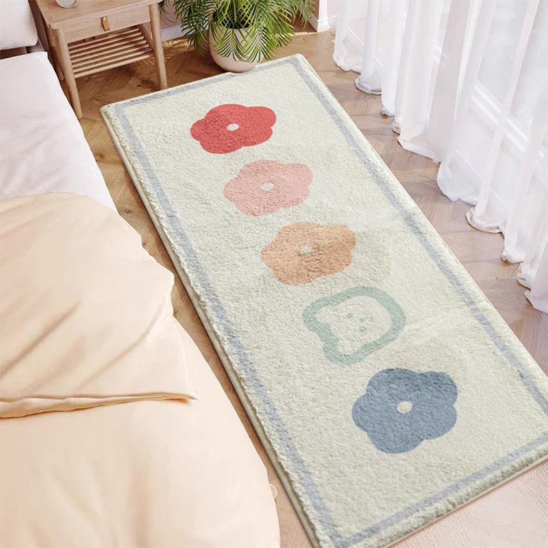 Скандинавский овальный длинный ковер для спальни, нескользящий прикроватный коврик, милый пушистый мягкий коврик для детской комнаты, напольный коврик для гостиной, декор для стола 