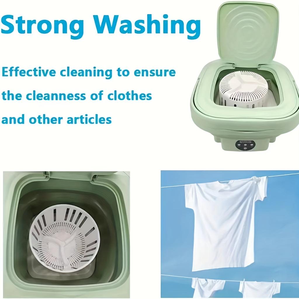 Портативная складная мини-стиральная машина объемом 8 л, компактная, легкая и энергоэффективная для деликатных тканей, нижнего белья и носков