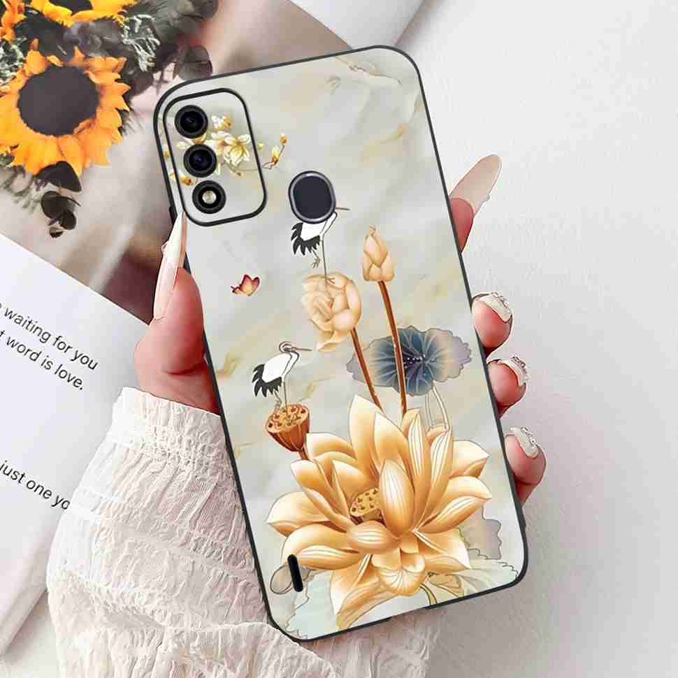 For Itel A48 6.1" Case Fashion Painting Soft Silicone TPU Black Cover For ITEL A48 itel a48 Popular Design Flowers Phone Cases