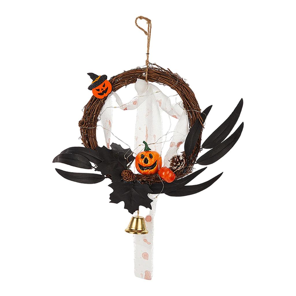 Halloween Wreath Garland Decorations, Porch Wreath Ornament Wall Hanging Creepy Wreath for Indoor Home Party Window Outdoor