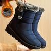 Women's Plush Winter Boots - Warm Lined Ankle Boots with Button Closure, Low Platform and Non Slip Sole, Casual Winter Shoes