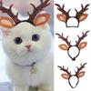 Elastic Cat Antlers Headband Soft Pet Reindeer Cap Cute Pet Antlers Headwear  Christmas