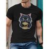 Summer Causal Men's Short Sleeve T-shirts Breathable Black Cat Graphic Printed T-shirt For Men Simple Designed Men's Clothing