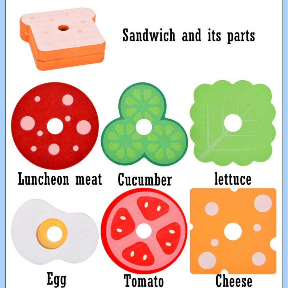 Деревянный бургер Монтессори, складывающиеся игрушки для малышей и детей дошкольного возраста, развивающие игрушки, игрушка для развития мелкой моторики