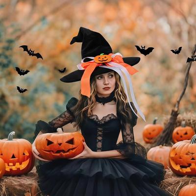 Хэллоуин Шляпа Ведьмы Зажим для Волос Тыква Головной Убор Вечеринка Косплей Веселый Костюмный Аксессуар