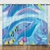 Curtain Illustration Marine Life Shark 3D Digital Printing Blackout Curtain Punching