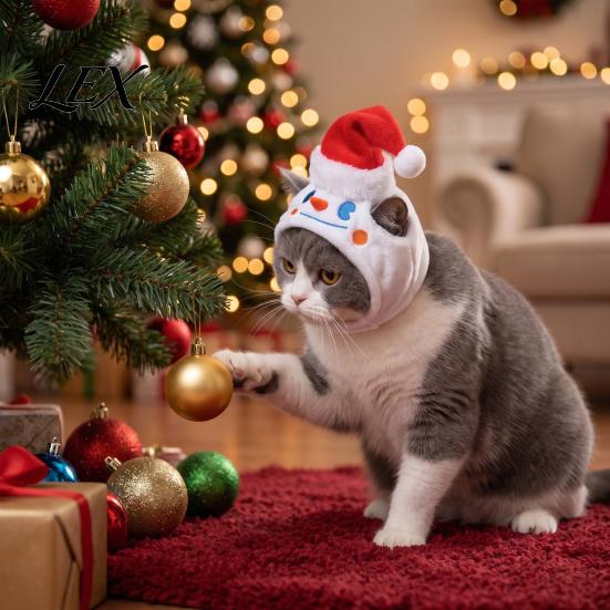Decorative Pet Hat for Parties Christmas Snowman Cats And Small to Medium Dogs, Soft Dog Plush Festive Costume Accessory with Embroidered Details