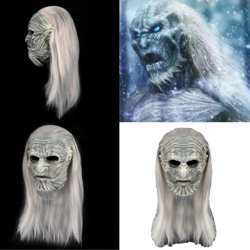Ужасающая маска на Хэллоуин Премиальный латексный головной убор Дизайн Белого Ходока из Игры Престолов