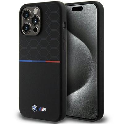 Чехол для iPhone 15 Pro Max BMW Силиконовый с узором MagSafe Черный