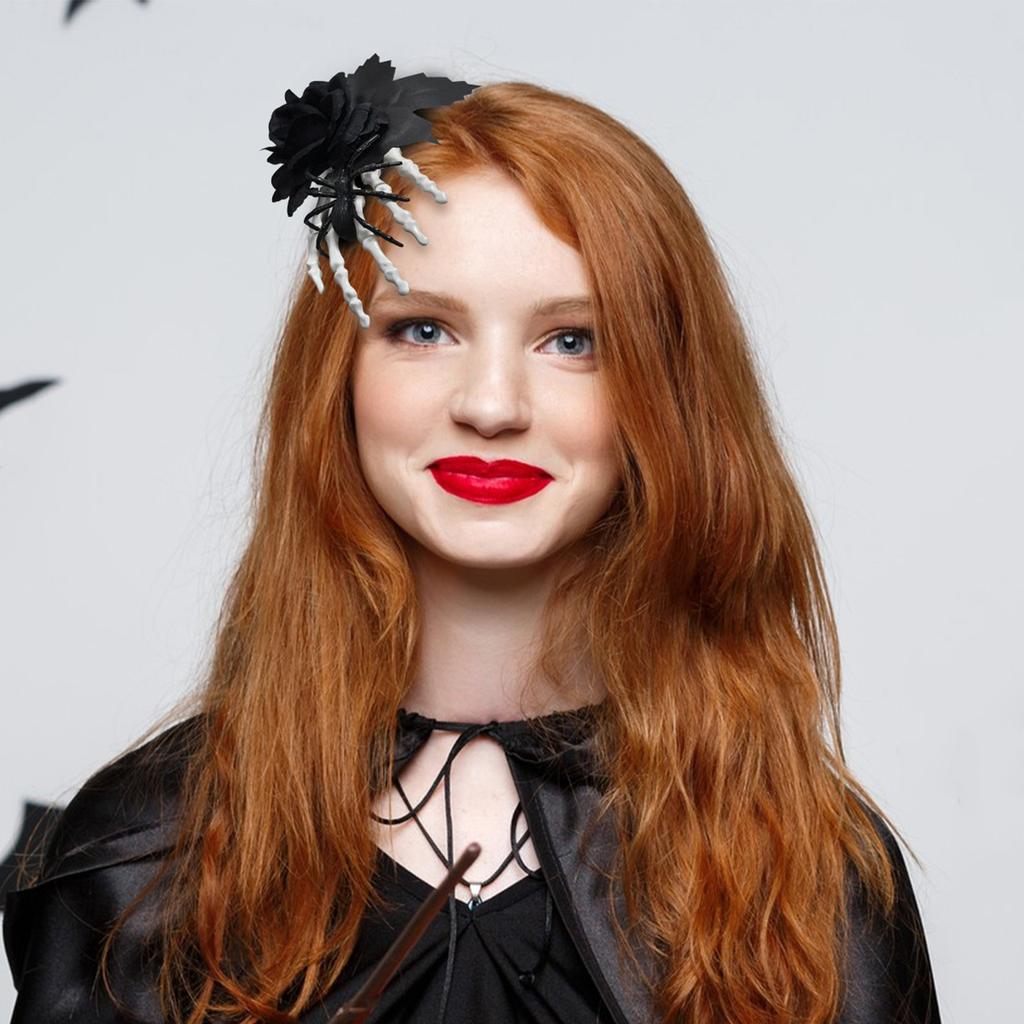 Black Rose Side Clip Spider Hand Funny Hairpin Headdress