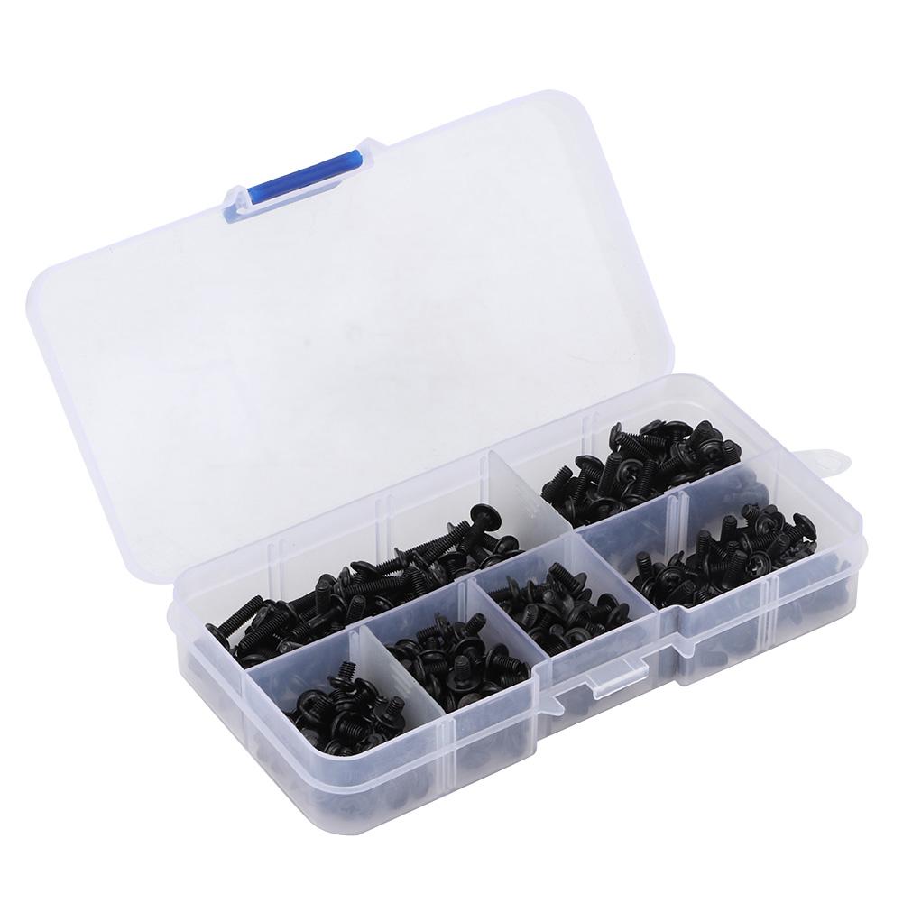 300pcs M3 Cross Round Head with Washer Carbon Steel Screw Bolt Assortment Set