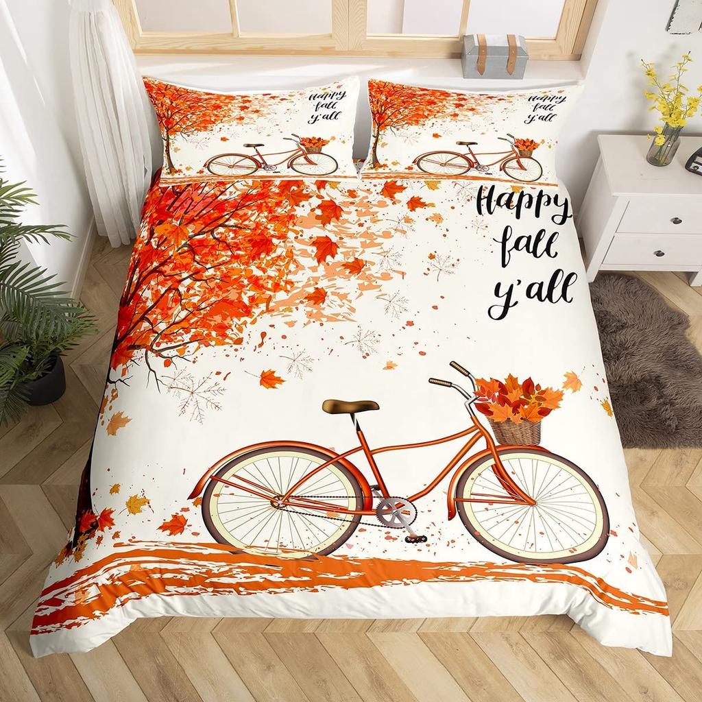 Comforter Maple Leaves Polyester Fall Theme Comforter With King Queen Size For Kids Boys Girl Bedding Set