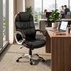 Ergonomic Swivel Office Chair in PU Leather with Rocking and Adjustable Height, Black