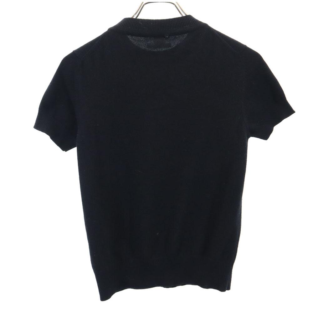 Hermes Кашемир 100% Свитер с коротким рукавом 34/S черный ПАРИЖ Вязаный Женский Б/у