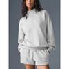 Осенние спортивные худи женские фитнес с воротником-стойкой с длинным рукавом толстовки топ хлопок повседневные оверсайз серые худи на молнии женские
