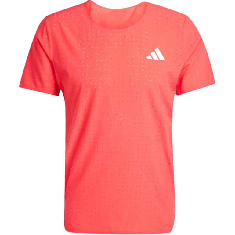adidas Футболка Adizero Running Tee с логотипом, круглым вырезом, облегающая, с коротким рукавом, мужская, красная IX8987
