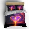 Heart-Shaped Sunset Clouds Bedding Duvet Cover Set  (1*Duvet Cover 2*Pillowcases, without duvet insert)