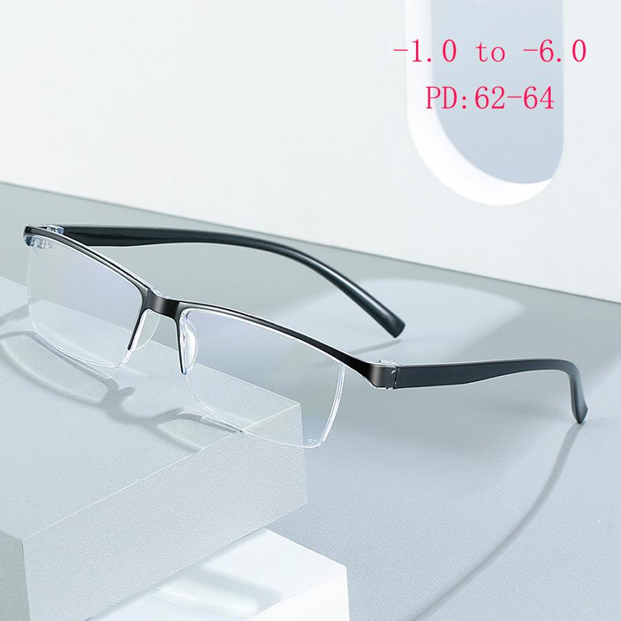 Очки для близорукости Мужские Бизнес Полуободковые Коррекционные Очки Ультралегкие и Удобные Анти-синий свет Рецептурные очки -1.0