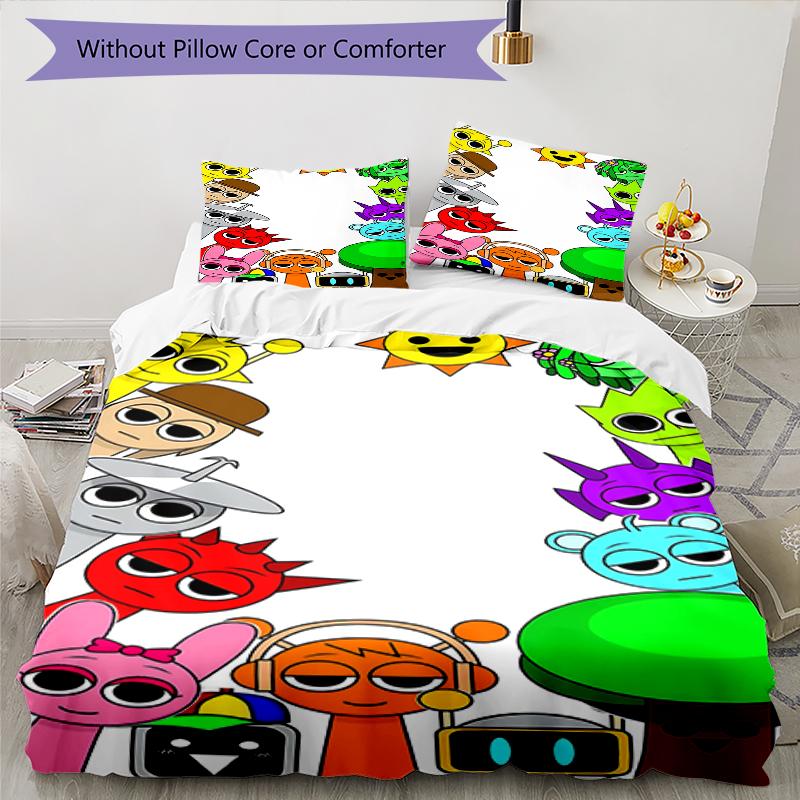 3pcs SPRUNKI9 Design Cover Set - HD Printed Bedding with 1 Cover and 2 Pillowcases - Perfect for Home and Dorm Decor