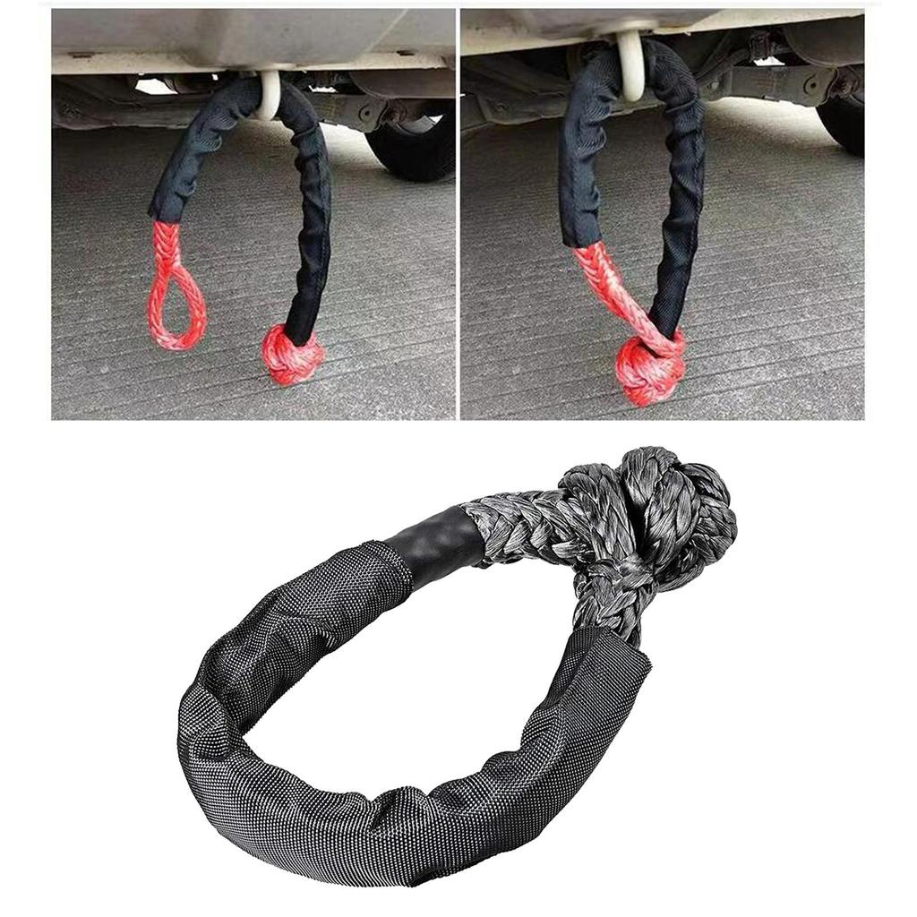 Car Tow Rope Shackle w/Winch Snatch Recovery Ring, Synthetic