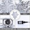 LED Christmas Tree Topper with Rotating Snowflake, Silver Snow Projector Night Light, for Indoor Outdoor Xmas Decor