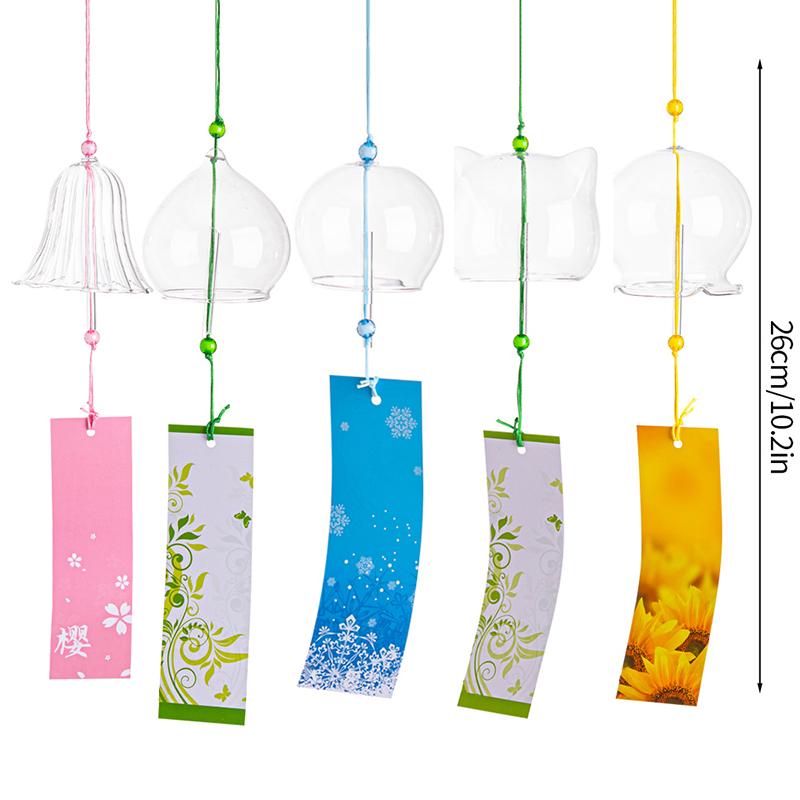 Japanese Sakura Glass Wind Chime Wind Bell Kawaii Room Decor Aesthetics Wind Campaigns Wall Decor Music Bell Sound Wind Spinner