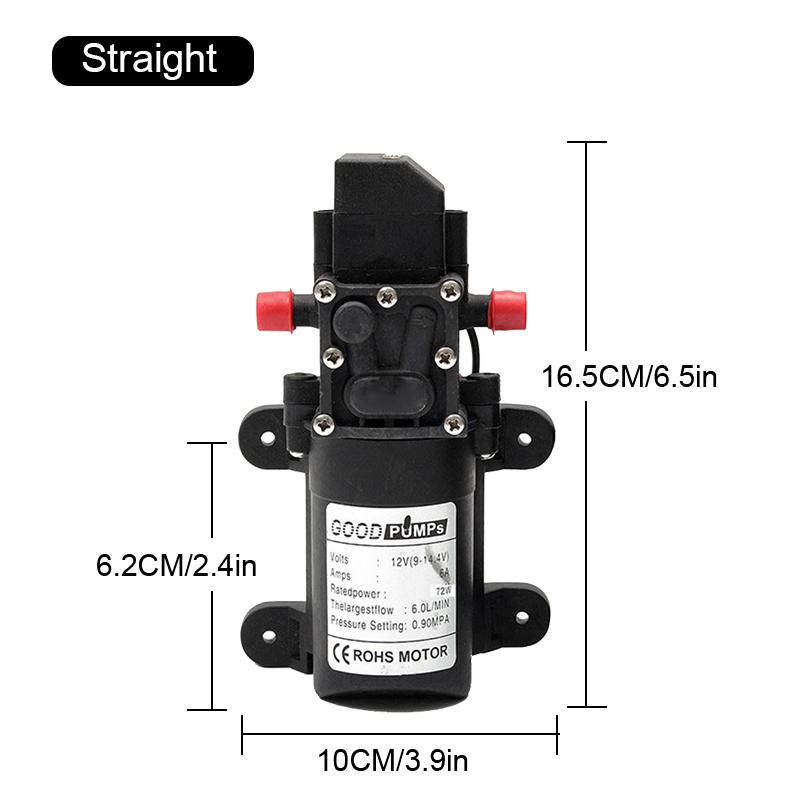 Electric Water Pump Black Micro High Pressure Diaphragm Water Sprayer Car Wash 12 V Adapter Agricultural DC12V 72W 120PSI 5L/MIN