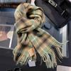 100% Wool Women Winter Scarf Plaid Long Warm Cashmere Scarves Hijab Lady Shawl Wrap Pashmina Bandana Head Scarves Poncho Stoles