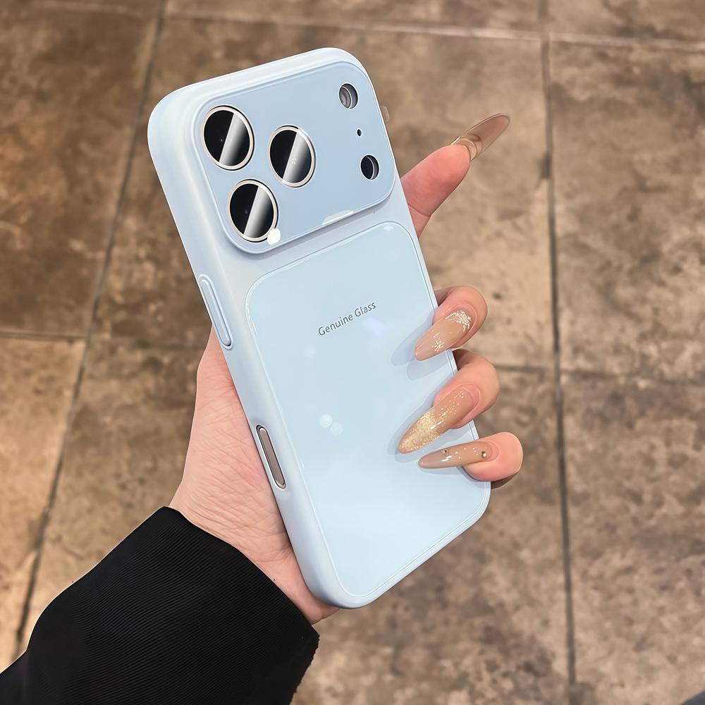 Оригинальный глянцевый ударопрочный чехол из стекла для iPhone 17 16 15 14 13 12 11 Pro Max Plus Макаронный конфетный цветной чехол для iPhone Air