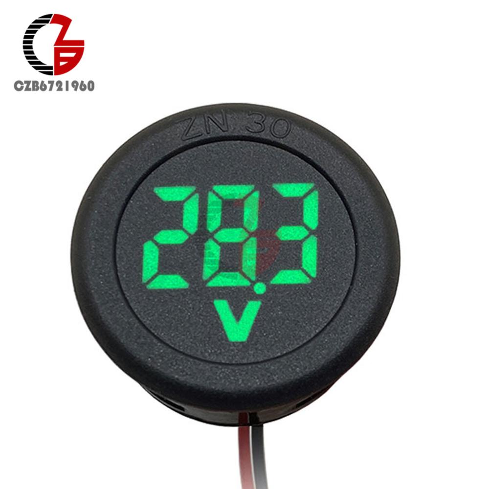AC DC 50-500V LED Digital Display Circular Voltmeter 2 Wire DC Digital Voltmeter 12V Head Display Reverse Connection Protection