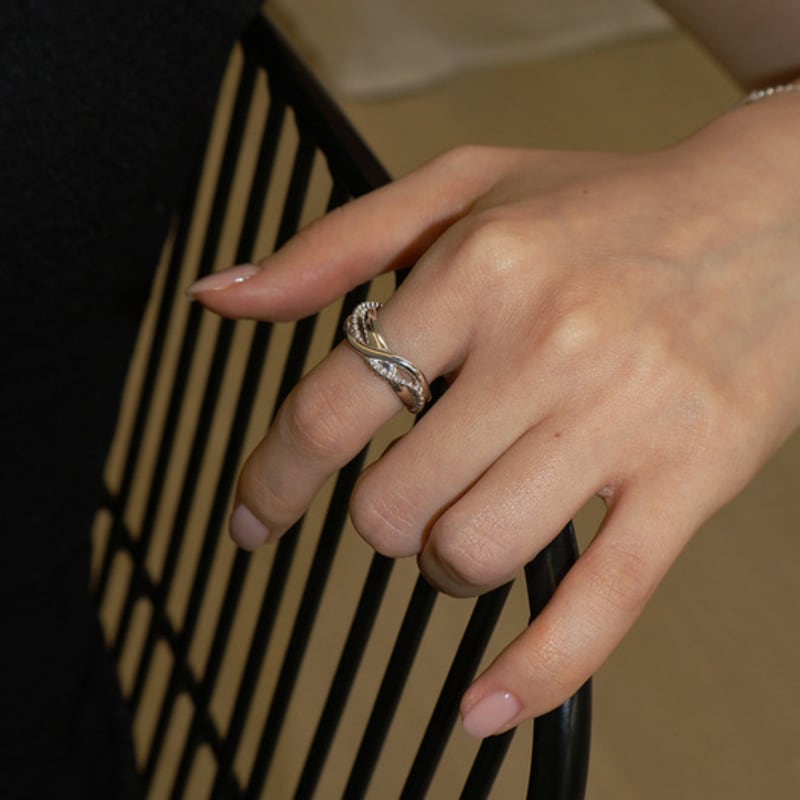 Monde Ligne Shining ripple ring