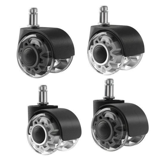 2-дюймовое прозрачное колесо для офисного кресла, прочное, универсальное, тихое, для полов из твердой древесины, ковер, компьютерный игровой стол, роликовое кресло, замена роликов