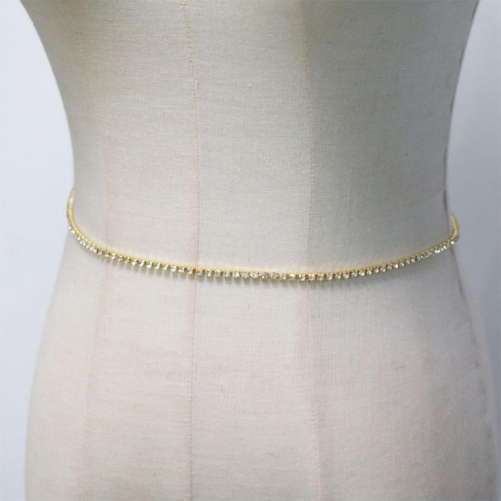 Sexy Single Row Rhinestone Waist Chain Beach Summer Ladies Body Chain Shiny Fashion Geometric Design