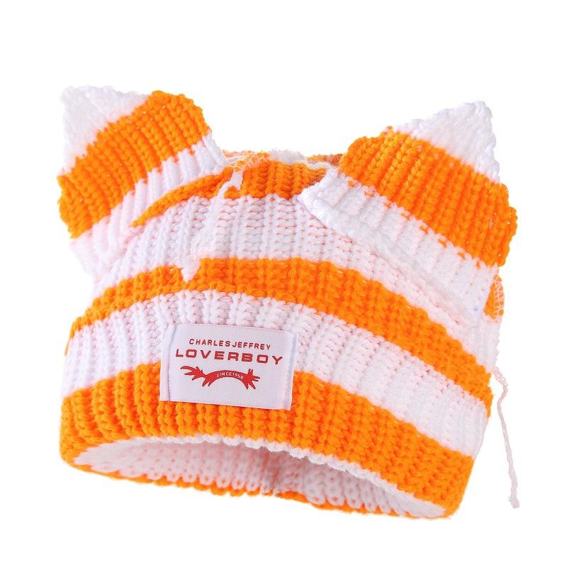 Custom Logo New Casual Knitted Beanie, French-style Knit Hat, Korean-style Cute Fox Ear Wool Hat for Daily Use and Cosplay