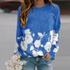 Fall Autumn Women'S Fashion O Neck Long Sleeve T-Shirt Loose Clothes Black Fan Rose Print T Shirt For Girls Street