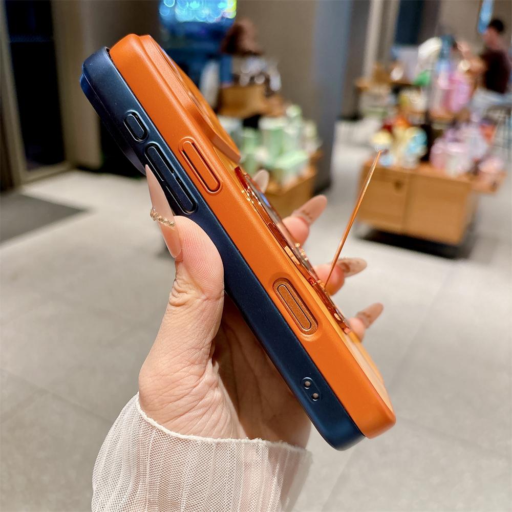 Чехол для телефона с лазерной текстурой CD для iPhone 12 13 14 1 16 17 Pro Max Plus Для беспроводной зарядки Подставка-кольцо Задняя крышка