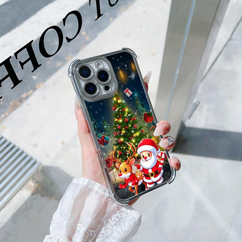 Чехлы для телефонов Ae121 Merry Christmas Santa design art из гальванизированного ТПУ для Samsung A54 A12 A14 S23 S24 Ultra A55 A15 S21 FE с четырьмя углами защиты