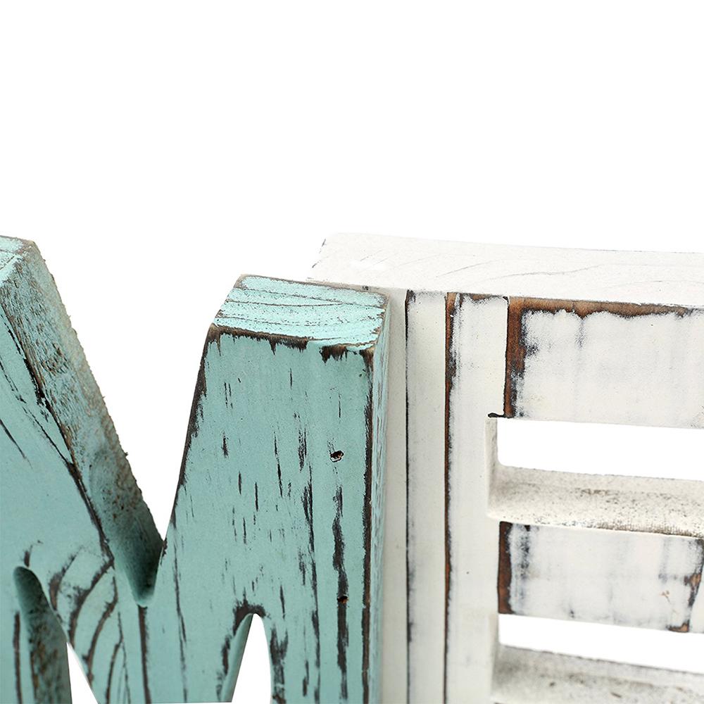 Rustic Multi-color Wood HOME Letter Decorative Sign Standing Cutout Word for Home Decor