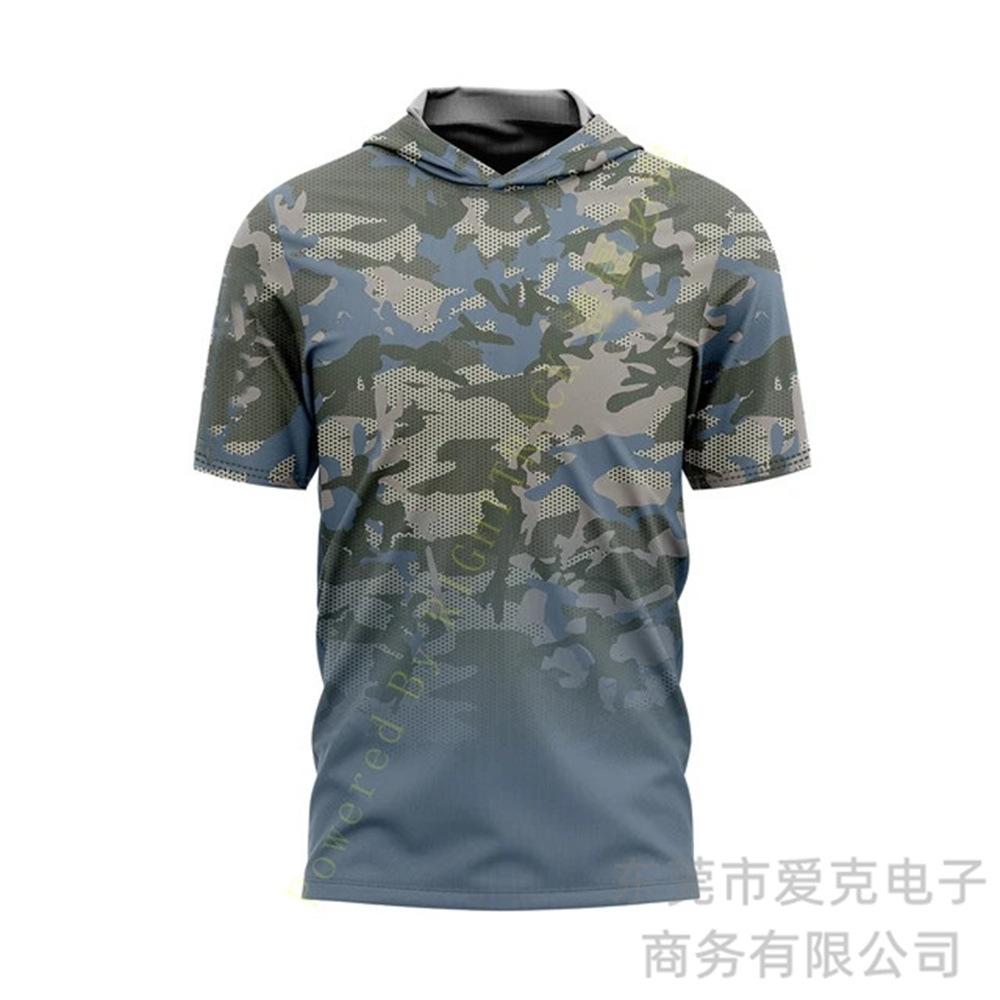 Fishing clothing Sunscreen quick-drying clothing Summer men's short-sleeved hooded outdoor sportswear Breathable Luya fishing shirt