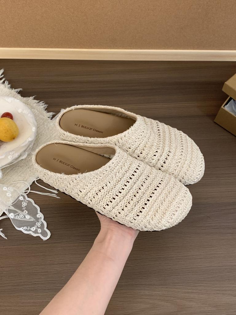 Модная Плетеная Женская Обувь Без Каблука, Тапочки, Элегантные Мелкие Мюли, Летние Новые Модные Шлепанцы 2025, Удобные Мягкие Сандалии для Ходьбы