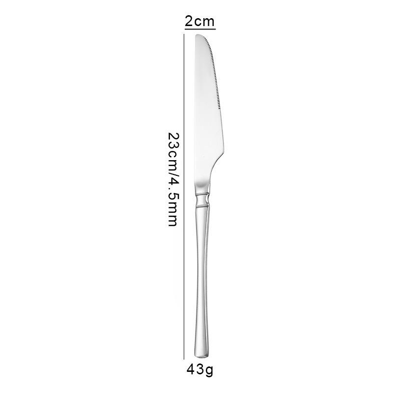 Западные ножи и вилки Столовая посуда Узкая талия Набор ножей и вилок для стейка Нержавеющая сталь Бытовой Премиум Пищевая ложка Десертная ложка и вилка
