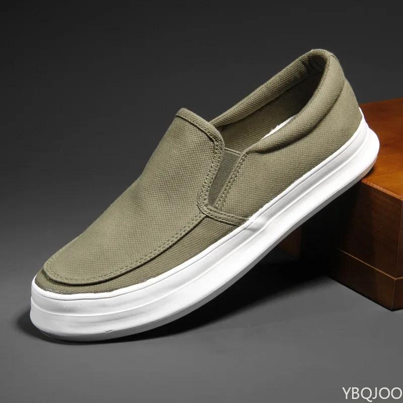 Мужские повседневные парусиновые туфли Осень 2025 Дышащие Мягкие Эспадрильи Слипоны Мужские Лоферы Кроссовки Комфортные Низкие Кроссовки Обувь