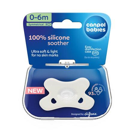 CANPOL 24/001 Pacifier 100% silicone 0-6m symmetrical 1 pc white