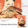 Kawaii Japanese Ramen Canvas Painting Animal Cats Posters and Prints Noodles Food Wall Pictures for Kitchen Room Home Decoration