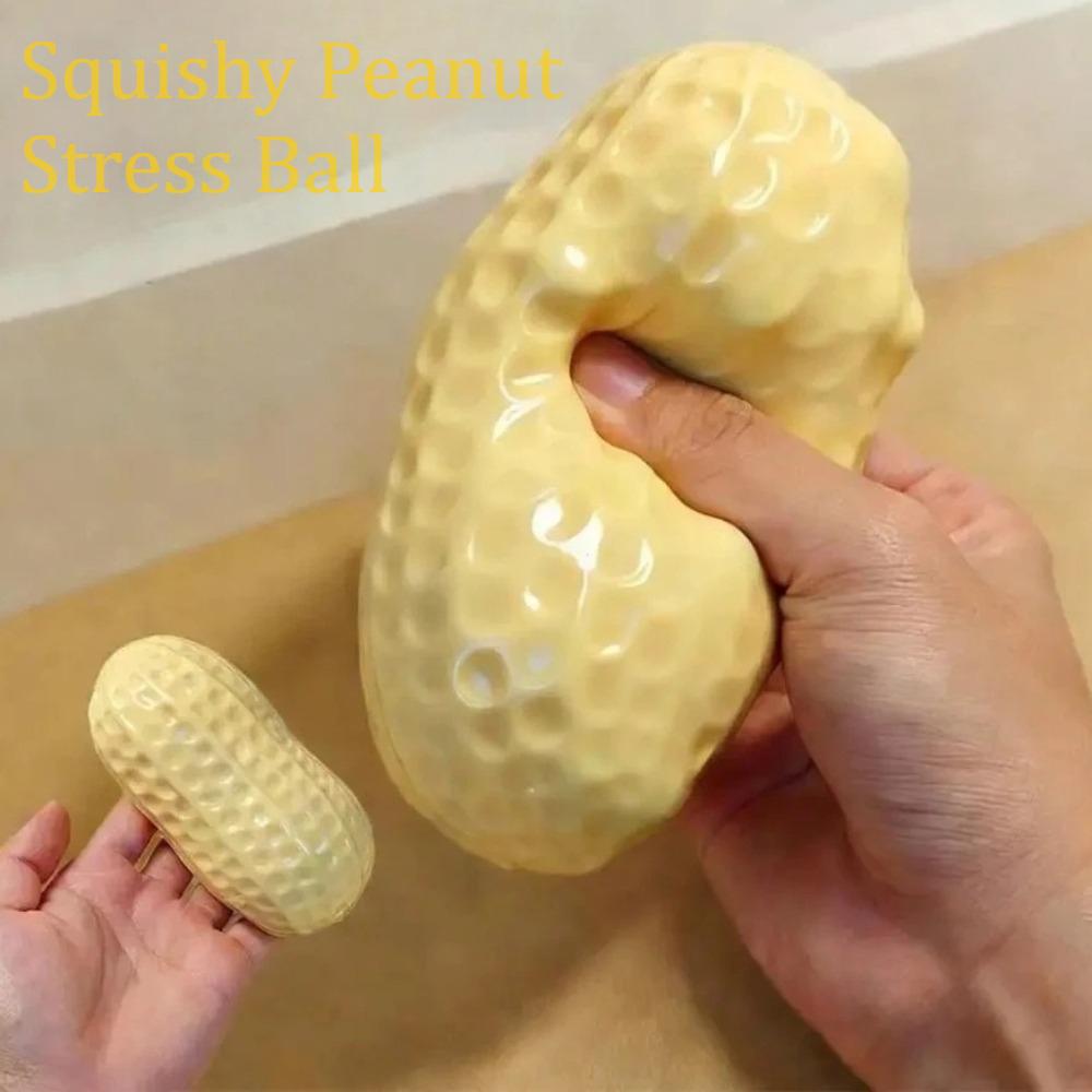 4Sstress Relief Peanut Squishy Ball, Soft Sntisnxiety Sdhd Sensory Fidget Toy Durable Washable Stress Ball For Sdults